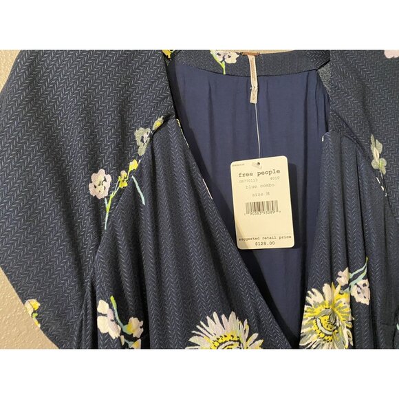 Free People Dress Blue Yellow Green M Medium 6 8 10 NWT Washable Hi Low NEW - Picture 9 of 15
